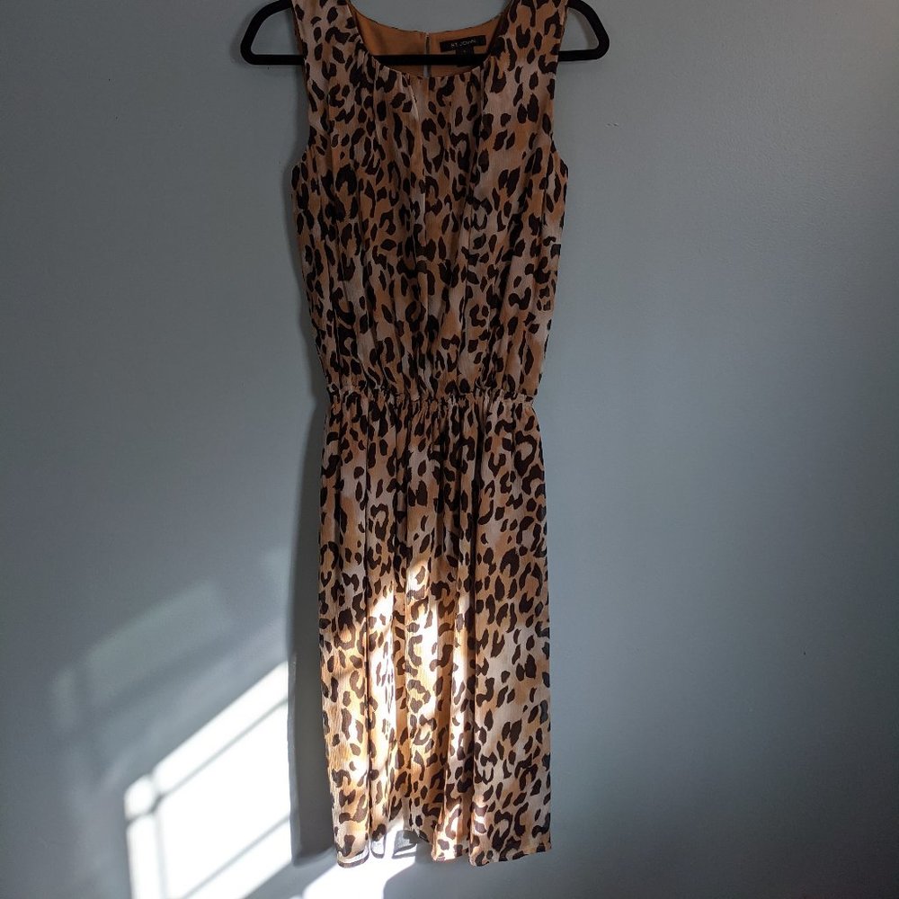 St. John Leopard Print Sleeveless Dress